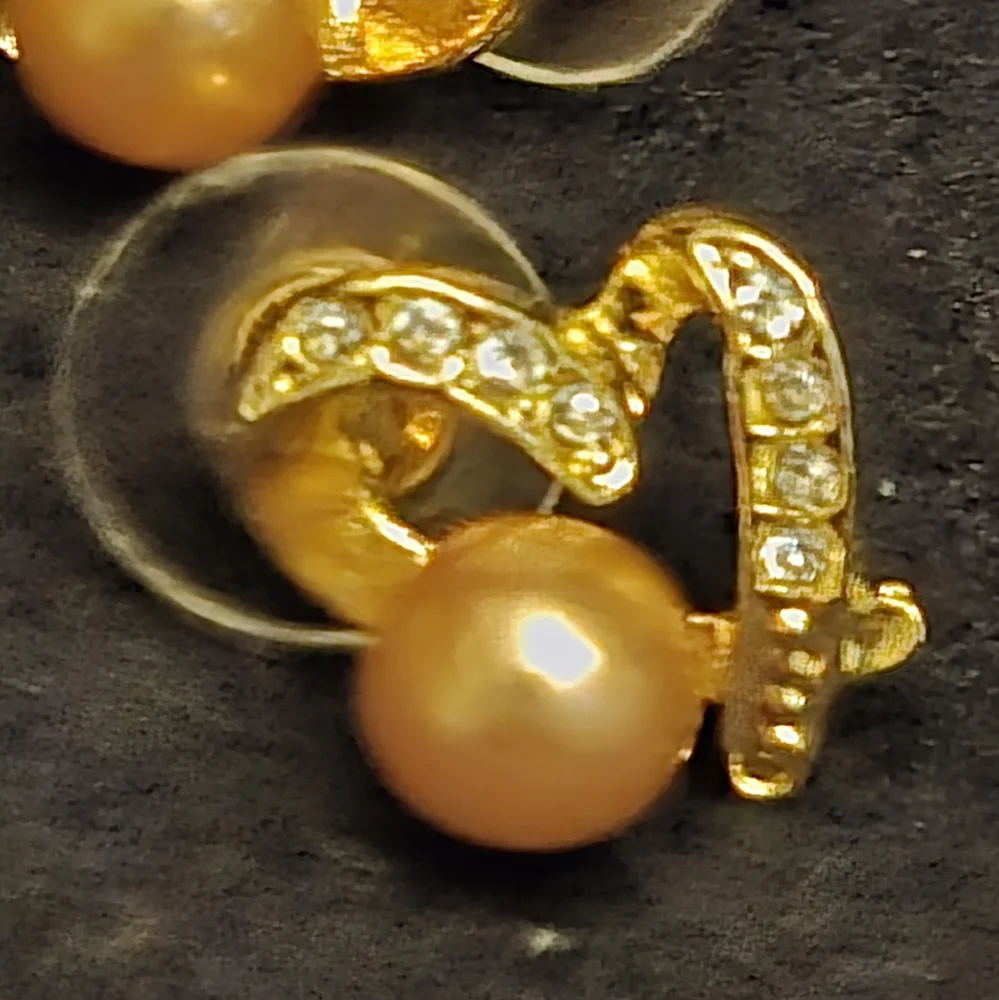 Gold And Rhinestone Stud Earrings